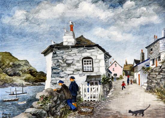 Brenda King (b.1934) Fore Street, Port Isaac, 5.5 x 7.5in.